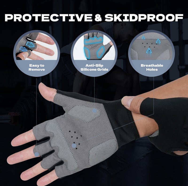 COFIT Gym Gloves for Men and Women, Breathable Anti-Slip Weight Lifting Gloves with Wrist Support and Palm Protection for Fitness & Strength Training - Black XL - Image 3